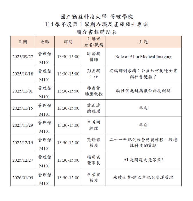 114學年度第一學期聯合書報演講資訊圖片